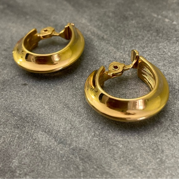 Monet Jewelry - Vintage Monet Gold Clip On Hoops